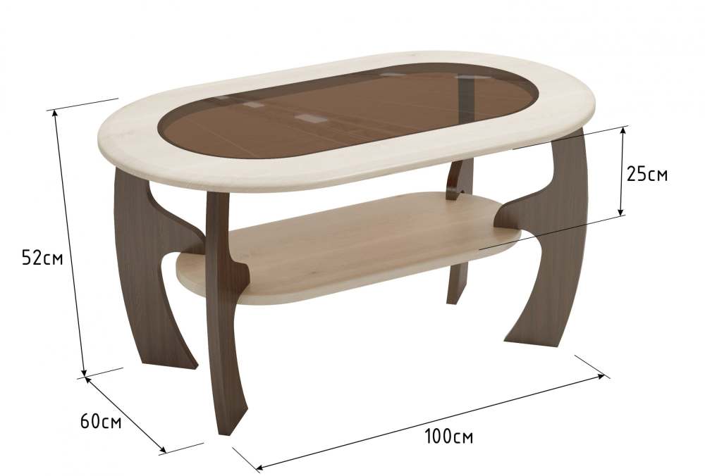 Стол журнальный «Маджеста 2» размеры