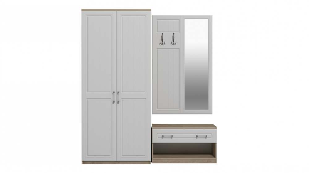 Прихожая «Визит-17» Акация белая/Дуб Баррик Вариант 3