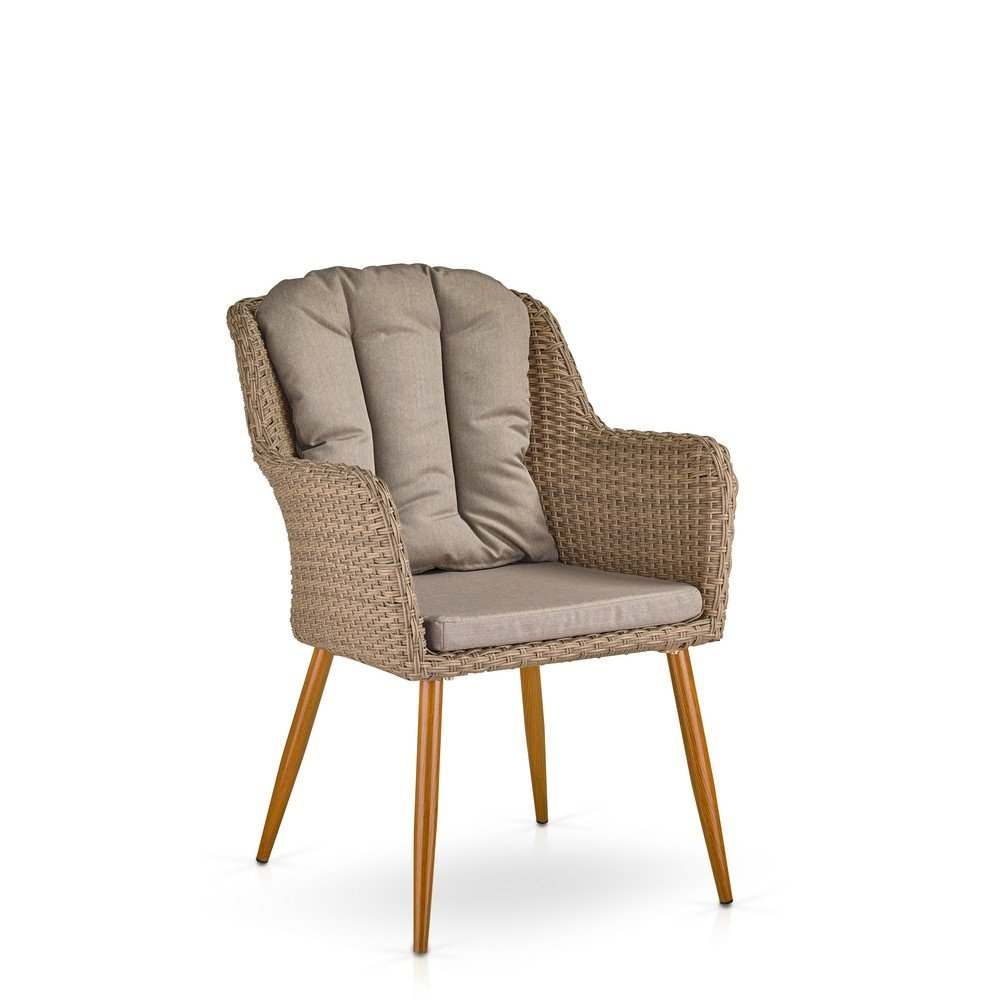 Обеденный комплект плетеной мебели «T363B» Y363B-W65 Light Brown 4Pcs