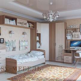 Детская «Город» Ясень Шимо тёмный/Ясень шимо светлый вариант 3