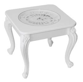 Столик журнальный «Часы» МДФ Белый/Стекло