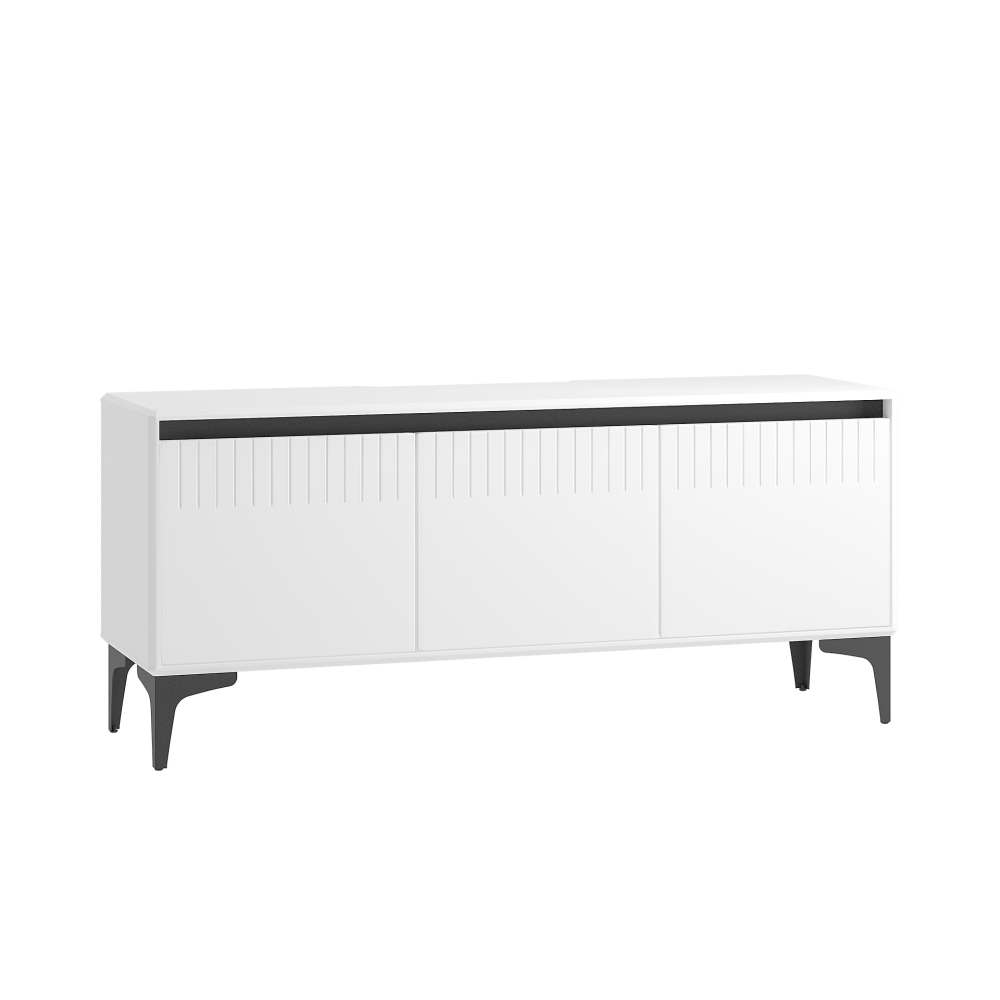 Тумба под ТВ 13.261.01 «Муар» Белый премиум/белый глянец