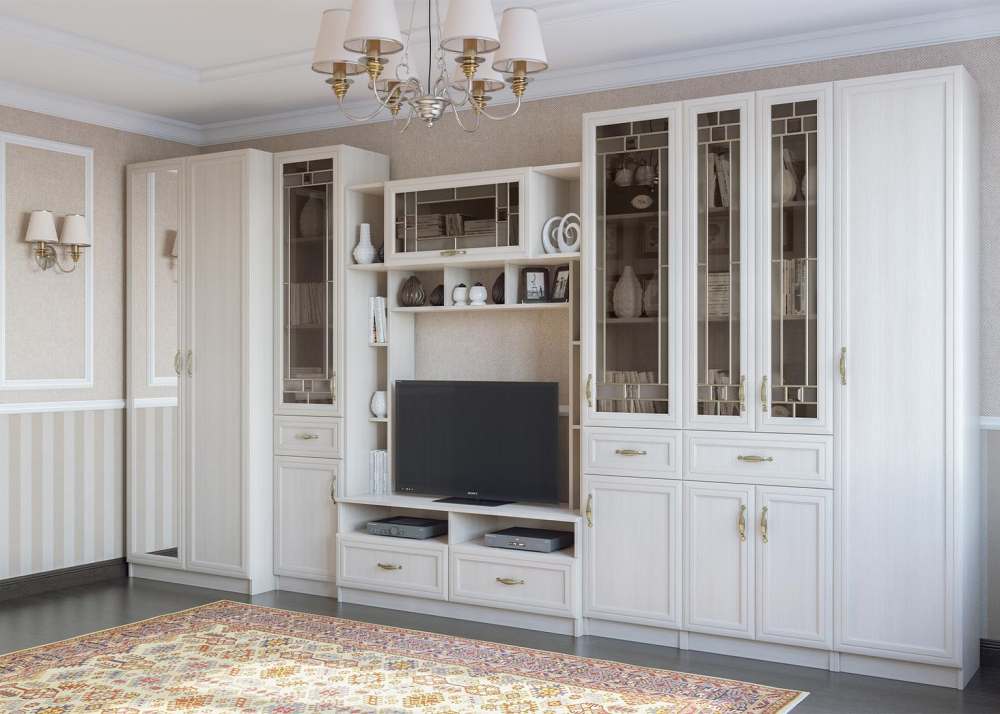 Модульная гостиная «Вега» Сосна Карелия вариант 4