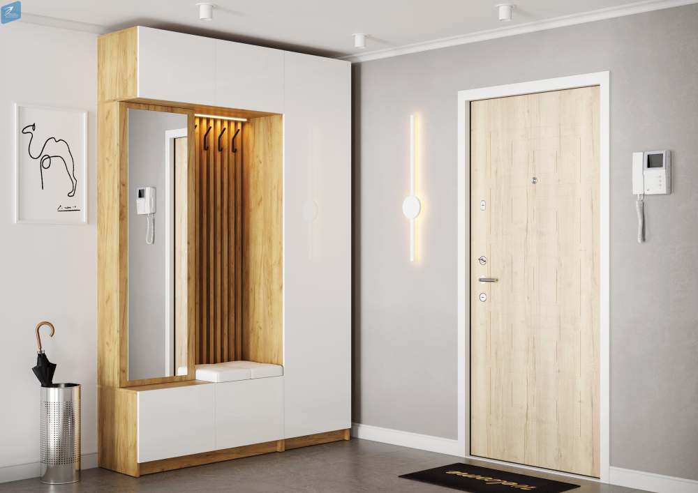 Модульная прихожая «Бостон» Дуб крафт золотой/МДФ Белый глянец