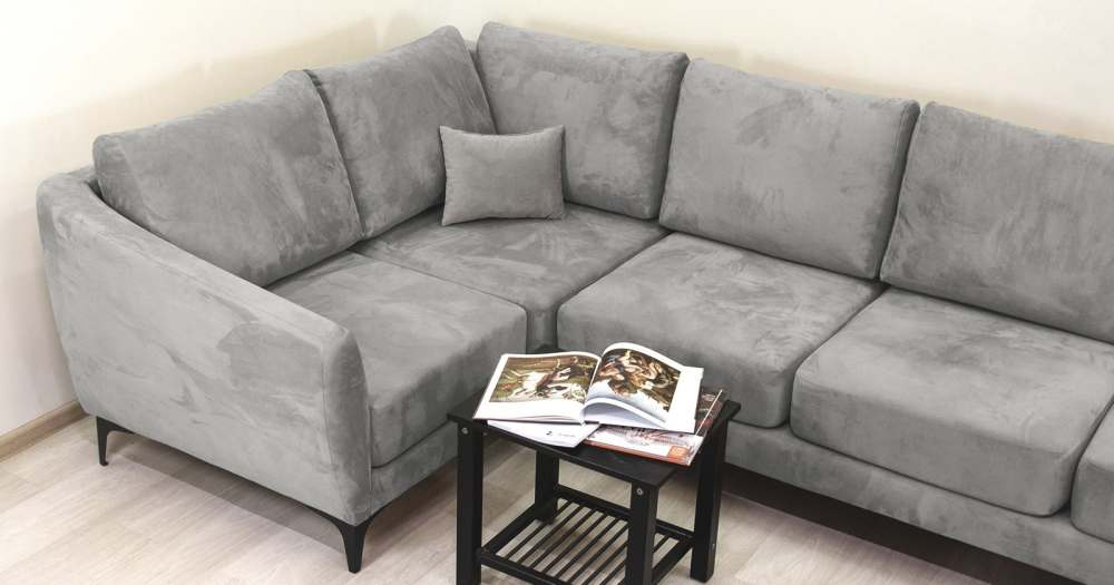 Диван трехместный угловой «Дана» Посейдон грей серый