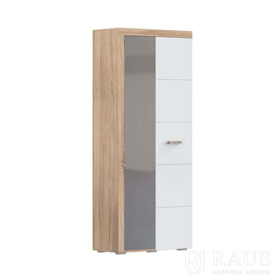Шкаф с зеркалом «Алегра» Дуб Сонома/Белый глянец