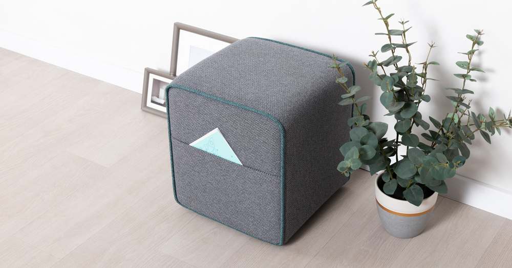 Пуф «Фаст» ТП 448 Сага дарк грей (темно-серый)/Сага океан (темно-зеленый)