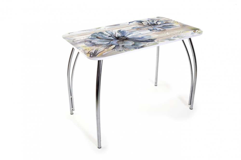 Обеденный стол «Лилия» фотопечать Цветы/ножки серебро