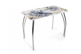 Обеденный стол «Лилия» фотопечать Цветы/ножки серебро