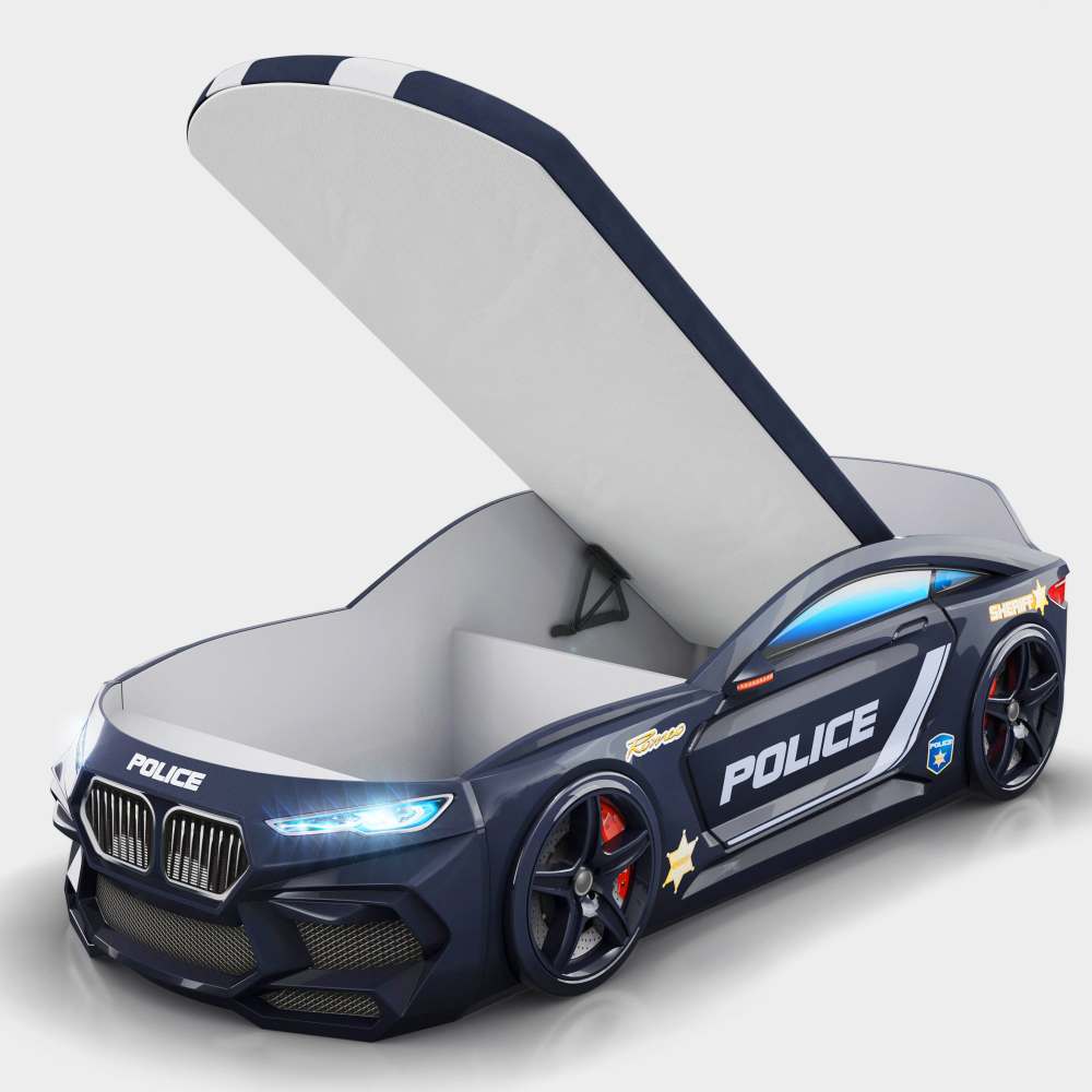 Кровать-машинка с подъемным механизмом «Romeo-М» Полиция черный