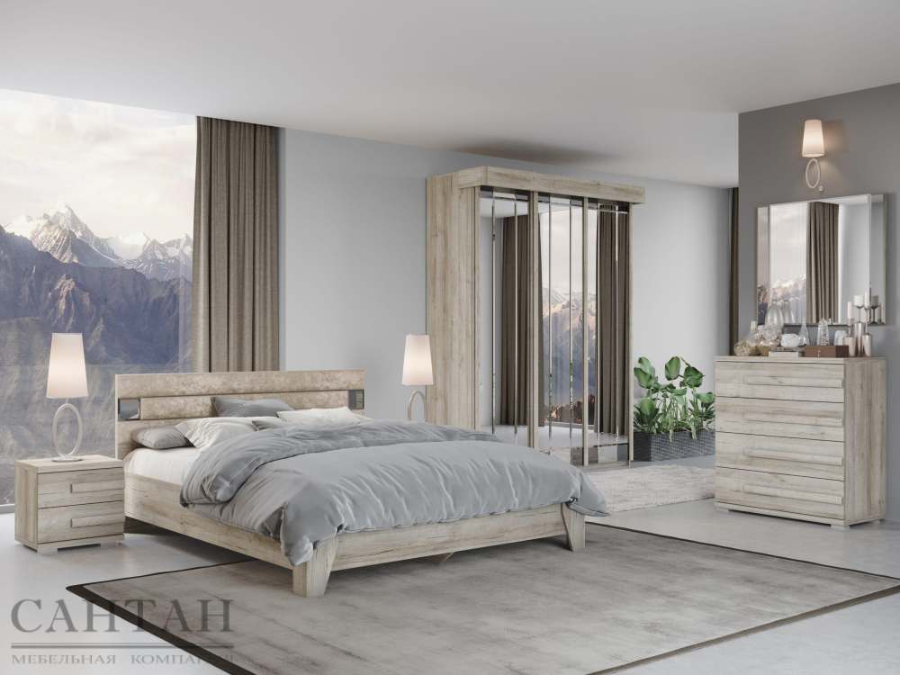 Спальня «Леонардо 7» Дуб серый/Alpina 2