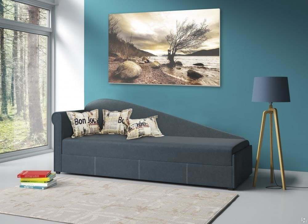 Диван-кровать «Троя» Велюр графит/думки-микровелюр гретта