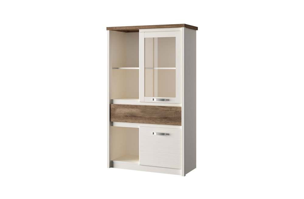 Шкаф с витриной 1V1D1S3N «PROVENCE» Вудлайн кремовый, размер 86,8х148,4х40 см