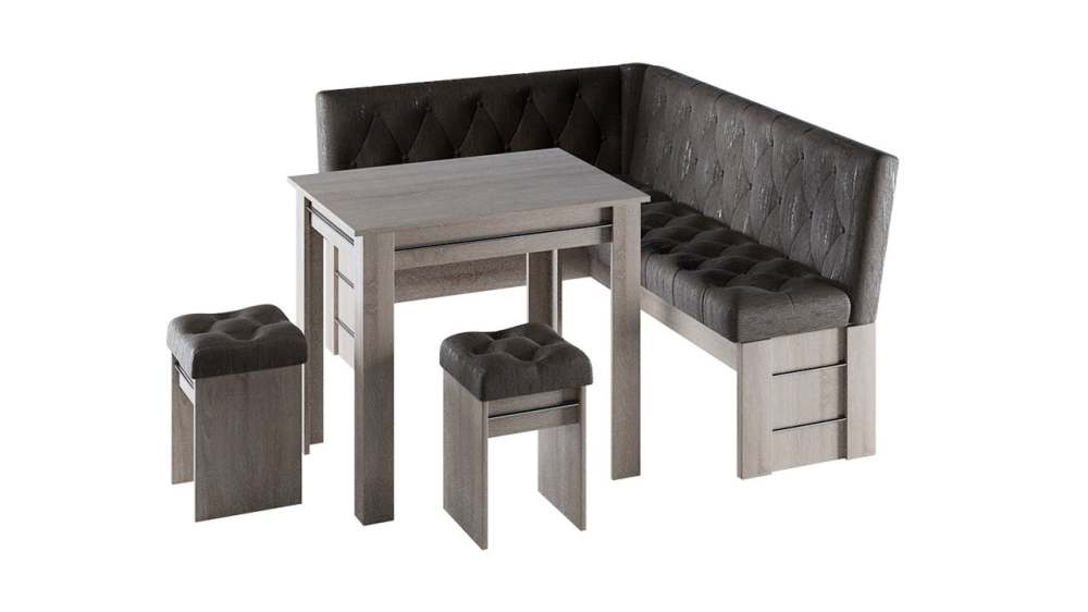 Кухонный уголок «Парма» (Дуб Сонома трюфель/Кожзам темный)