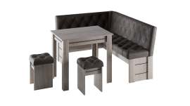 Кухонный уголок «Парма» (Дуб Сонома трюфель/Кожзам темный)