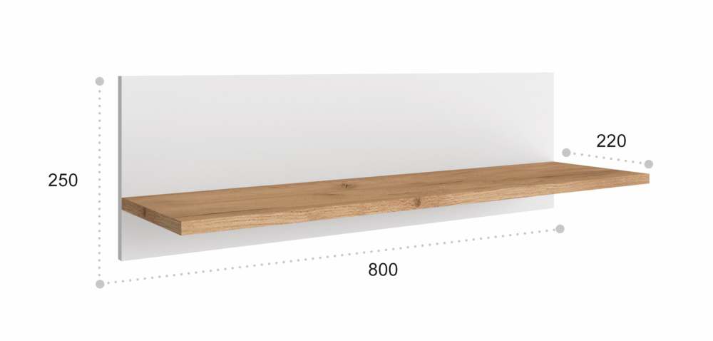 Полка 800 «Ирма» ИР-20 Дуб крафт золотой/Белый