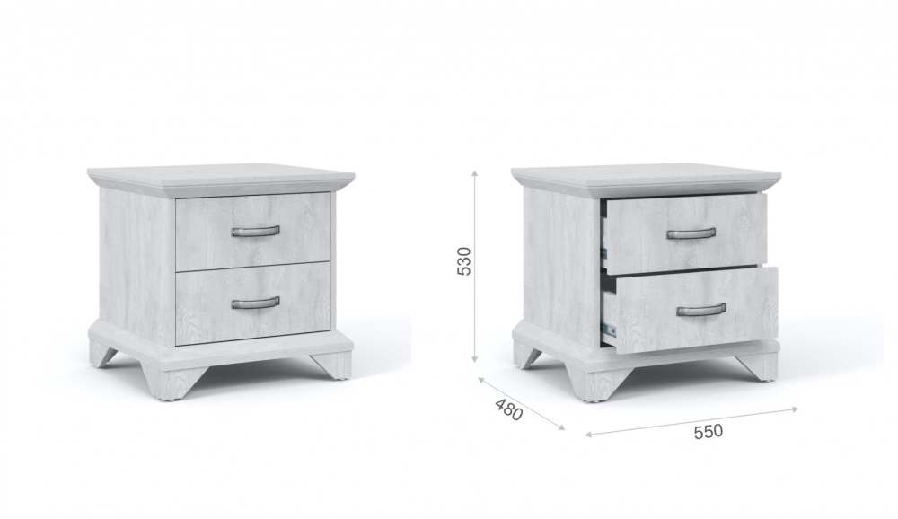 Тумба прикроватная «Лорена» Бетон Паин белый