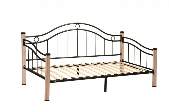 Кровать с ортопедическим основанием «Скарлетт», размер 90х200 см Металл черный/Дуб сонома