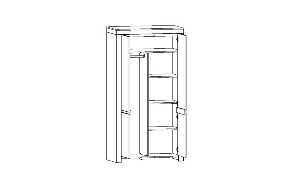 Шкаф двухстворчатый 2DG с полками внутреннее наполнение