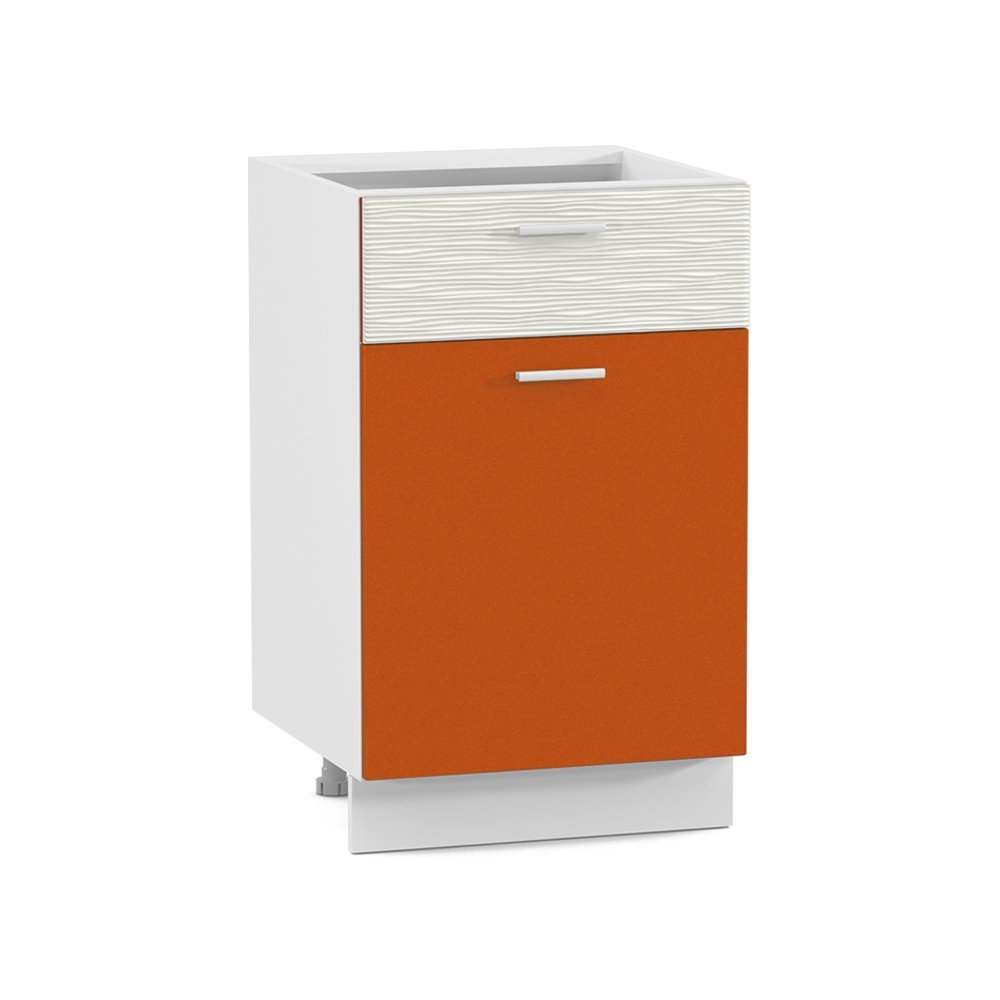 Стол 500 1 ящик 1 дверь «Жанна» морковный металлик