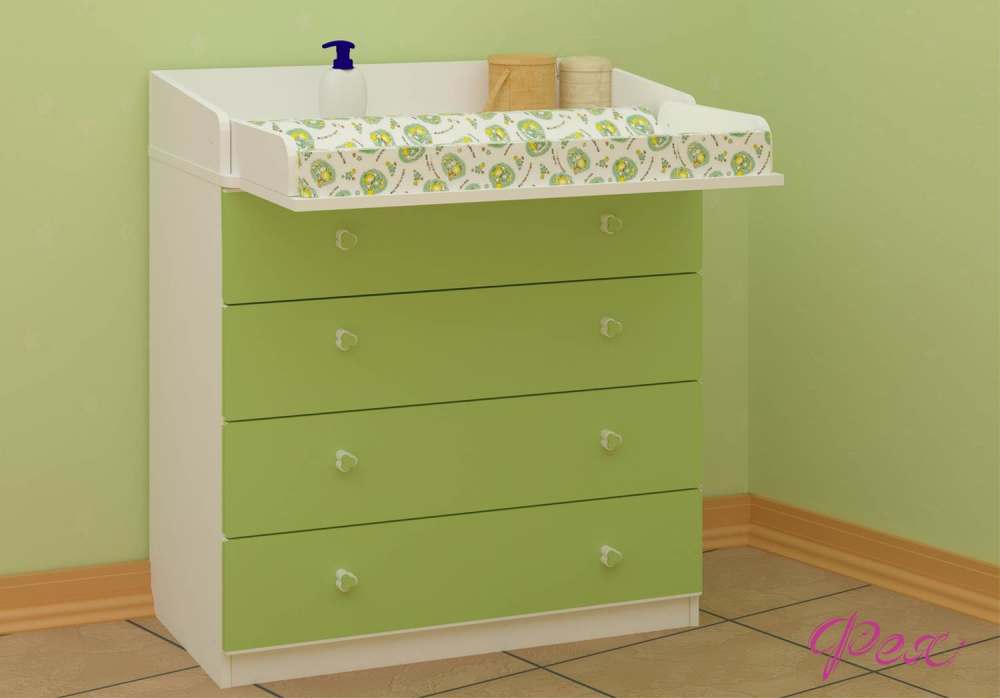 Комод «Фея» 1580 белый-лайм