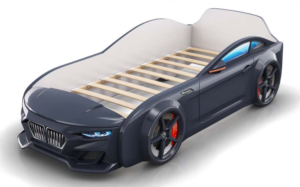 Кровать-машинка «Dynamic» Черный + объемный капот