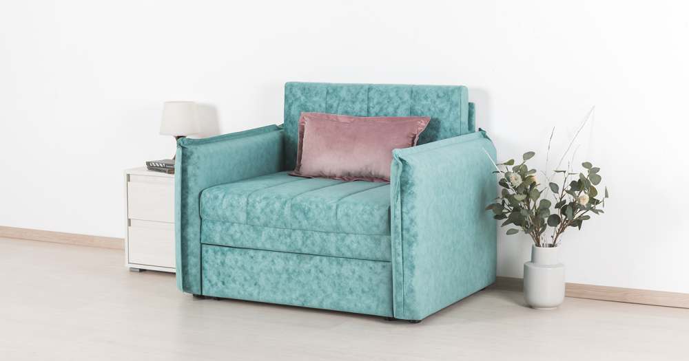 Кресло-кровать «Виола 85» ТД 234 Аляска минт (ментоловый)/Силкшайн 28 (серебристый розовый)