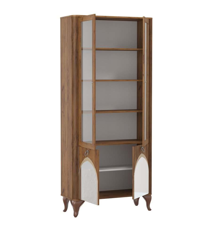 Шкаф-витрина с зеркалом 43.05 «Стефани» Таксония/Таксония патина