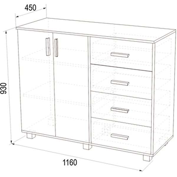 Комод «К-16» Ясень Шимо, глубина 45 см