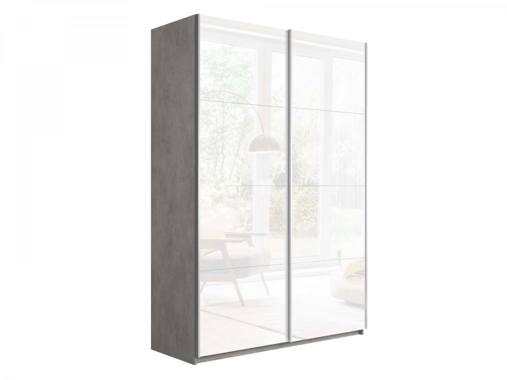 Шкаф-купе 2-х дверный «Прайм» Белое стекло/Белое стекло, Бетон
