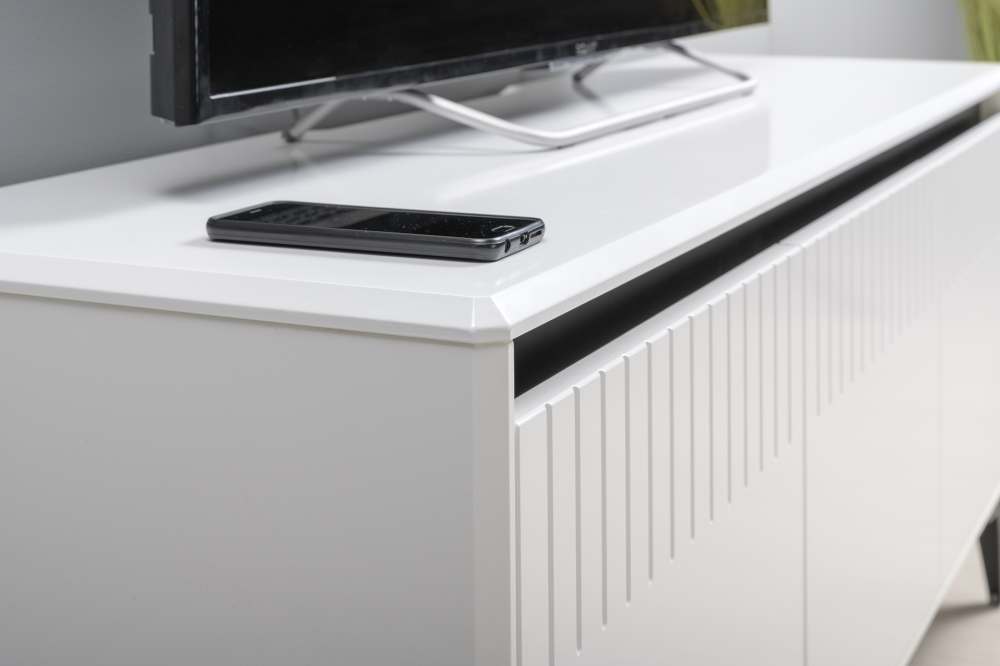 Тумба под ТВ 13.261.01 «Муар» Белый премиум/белый глянец