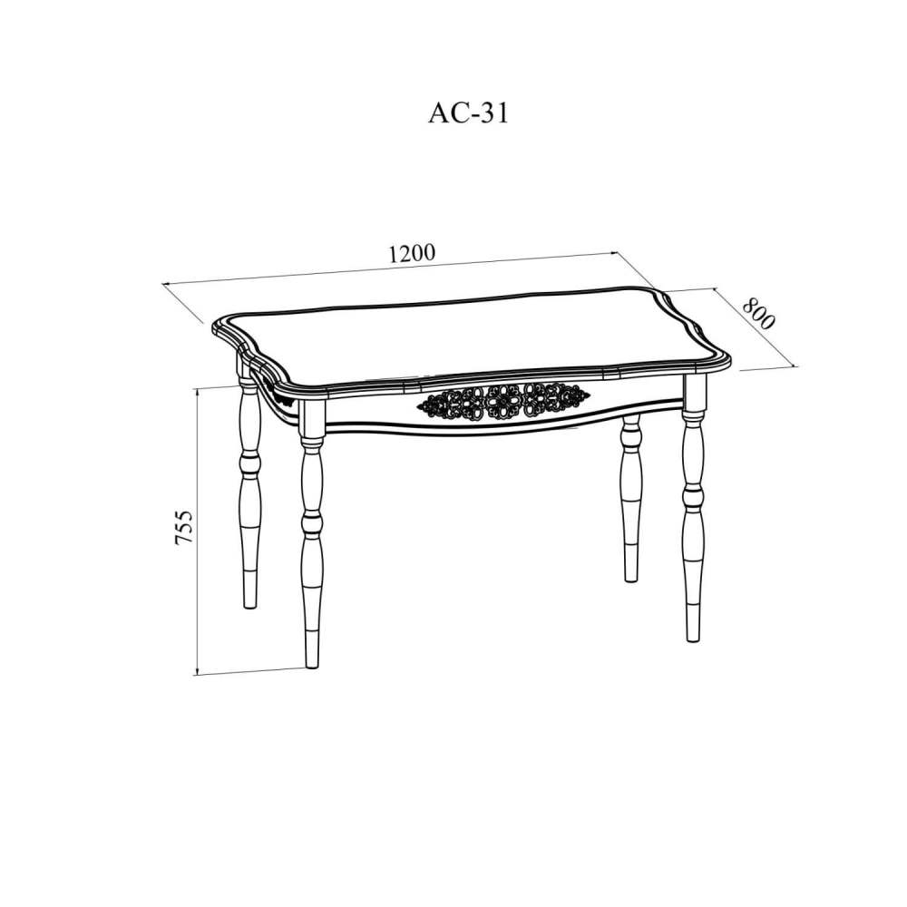 Стол кухонный «Ассоль» АС-31 Белое дерево, размеры 120х80х75,5 см