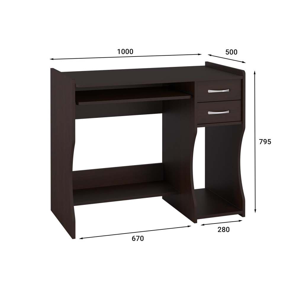 Стол компьютерный «Эконом-стандарт» С-203 венге, Размеры: 795х1000х500 мм