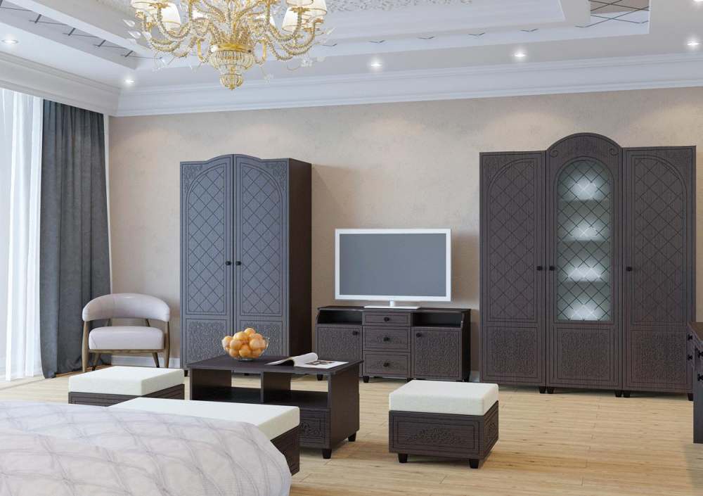 Модульная гостиная «Соня Премиум» Венге подлинный/венге патина вариант 2