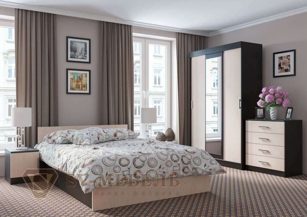 Модульная спальня «Эдем-5» Дуб Венге/Дуб Млечный