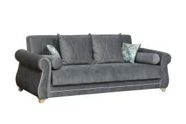 Диван-кровать «Порто» Велюр графит/Микровелюр богема/Микровельвет кремовый