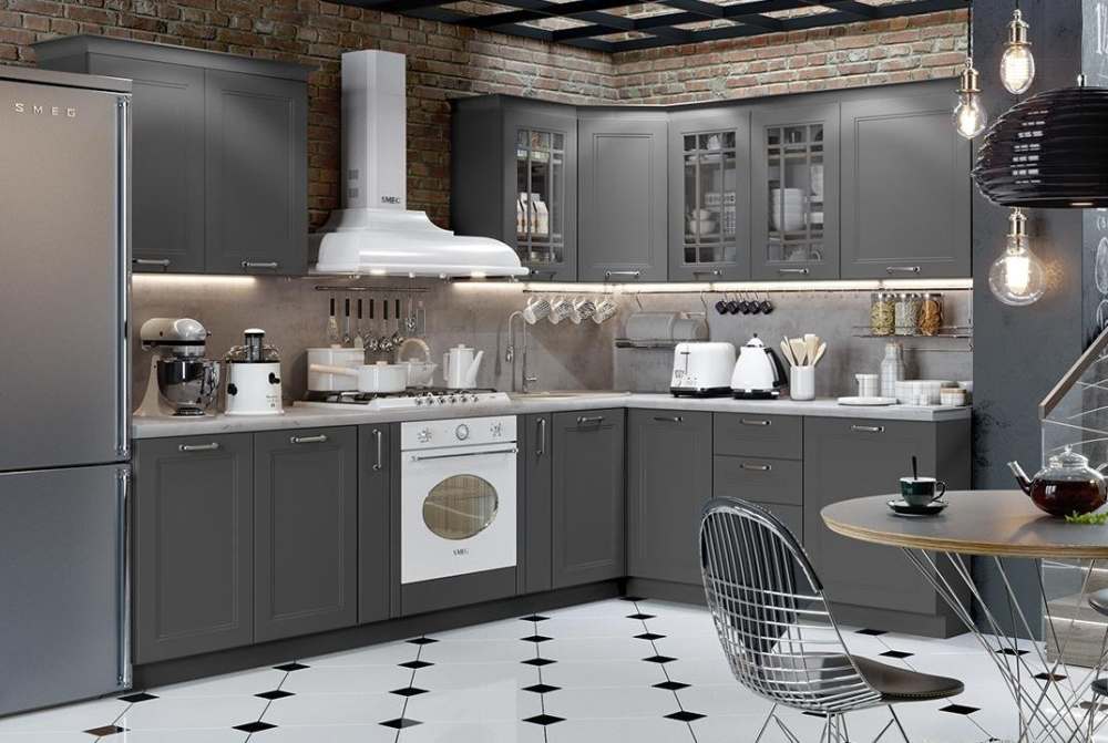 Модульная кухня «Одри» Серый шелк вариант 3