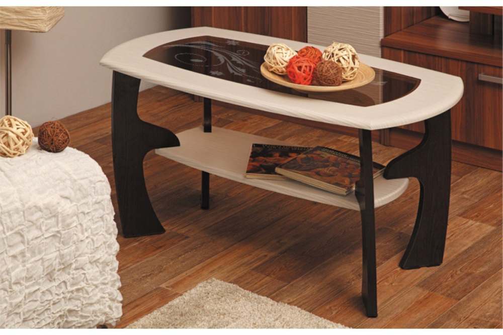 Стол журнальный «Маджеста» 3 пескоструй Венге клен азия