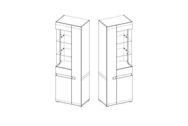 Шкаф с витриной «Линате» 3D/TYP 01L