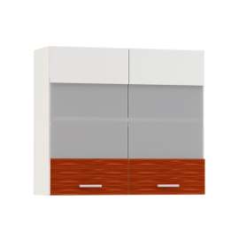 Шкаф навесной 800 2 витрины «Жанна» морковный металлик