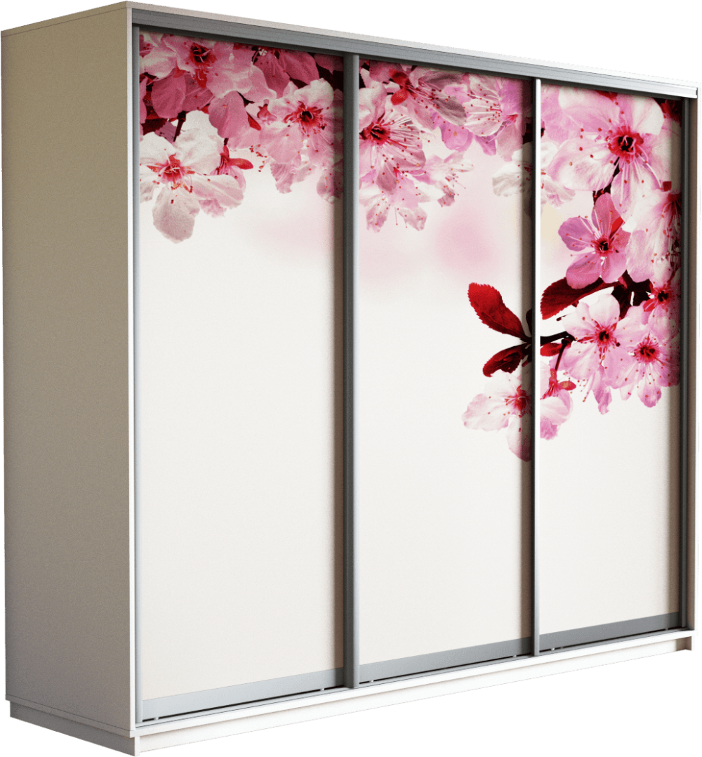 Шкаф-купе «Экспресс Трио» 2200 Фото Сакура, ширина 180/210/240 см