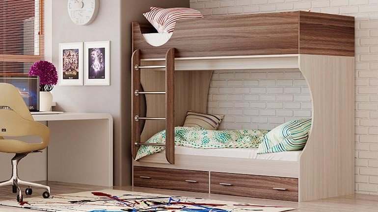 Кровать 2-х ярусная «Адель» Д2 Ясень шимо темный/Ясень шимо светлый