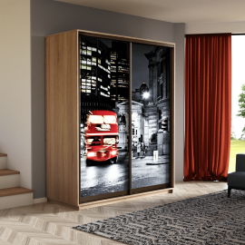 Шкаф-купе двухдверный «Экспресс Дуо» Фото Ночной Лондон, высота 240 см