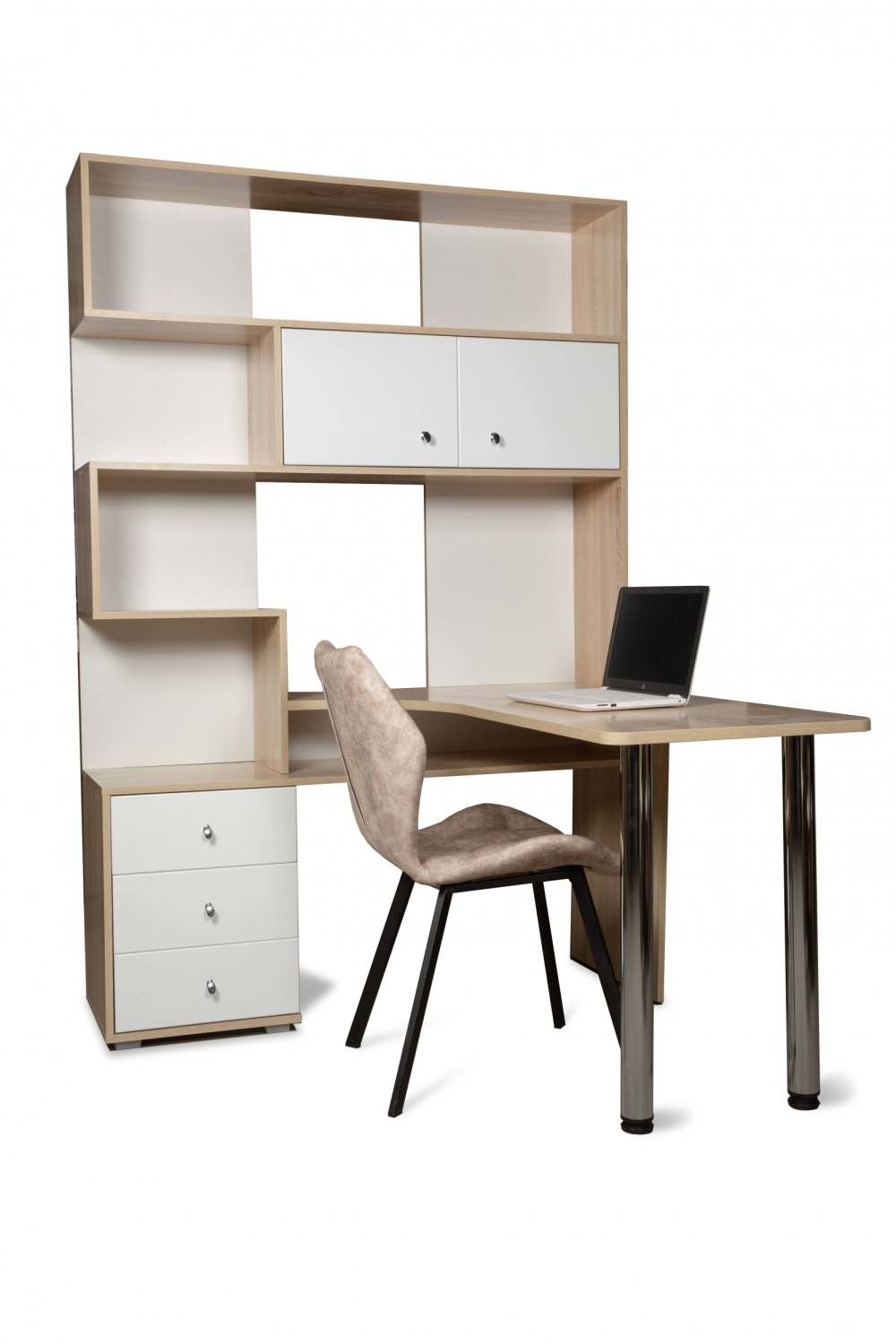 Компьютерный стол «СК-10» Сонома/МДФ Белый глянец