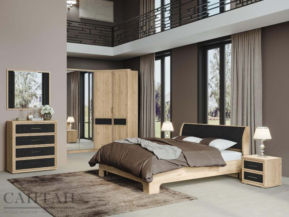 Спальня «Камелия Monro 5» Гикори Джексон светлый/Matrixmat Monro 902