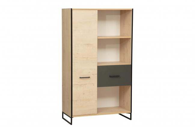 Стеллаж 46.03 «Доната» Дуб бунратти светлый/Диамант серый