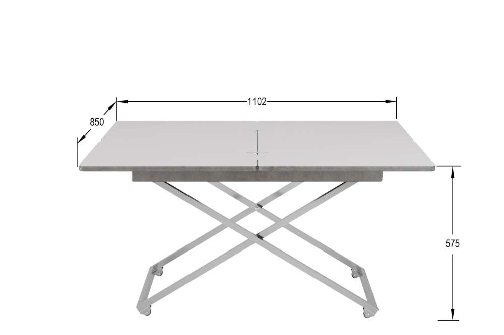 Стол-трансформер «Андрэ» Хром серый бетон