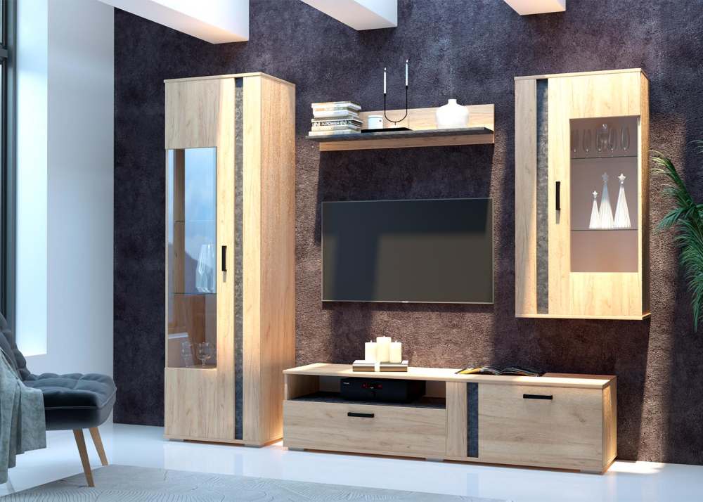 Мебель для гостиной «МГС 1» Дуб золотой/Камень тёмный