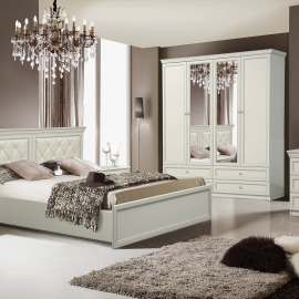 Модульная спальня «Эльмира» Белый/Белая кожа патина