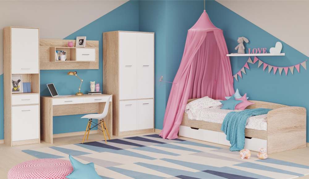 Модульная детская «Стелс» Дуб сонома/Белый вариант 2